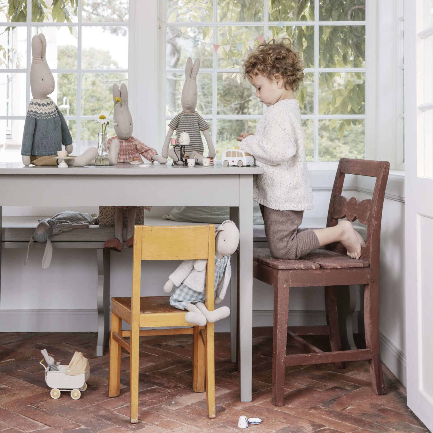 Maileg Kaninchen Größe 5, Klassisch -Pullover und Shorts , Hase,Rabbit size 5, Classic - Sweater and shorts