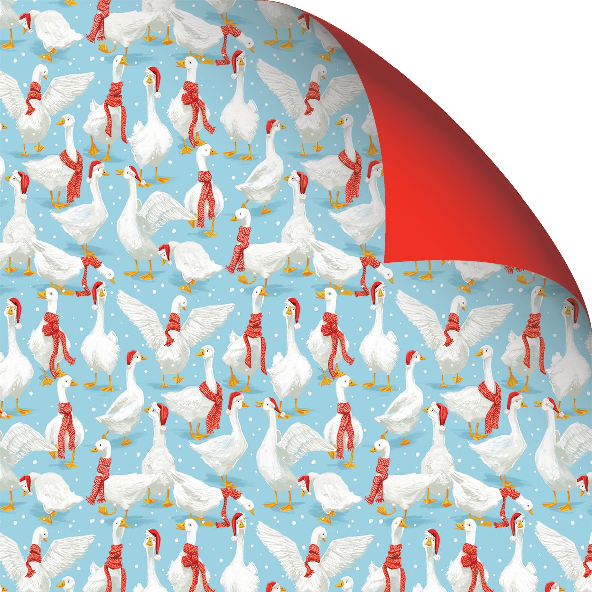Geschenkpapier Weihnachtsgänse DUO ca. 50 x 70 cm, beidseitig bedruckt 