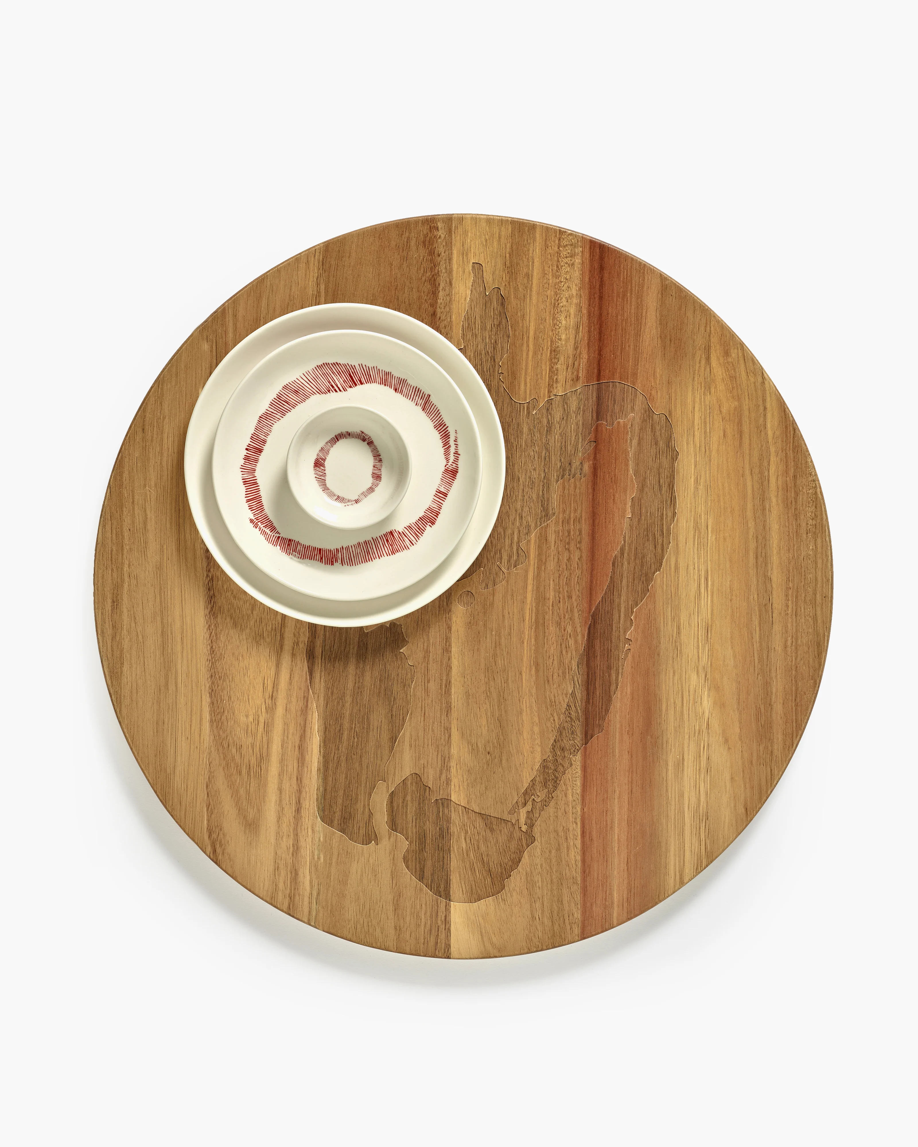 Ottolenghi Frühstückteller white swirl - red stripes, weiss Feast, D. 19 cm 