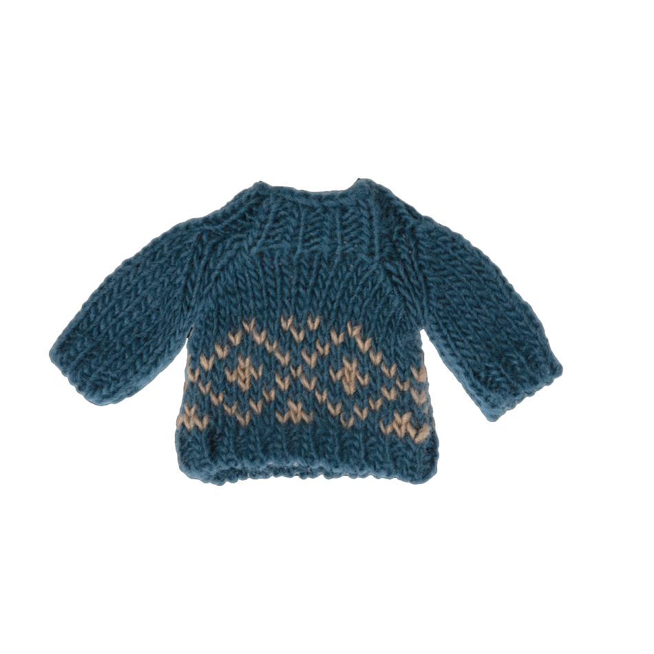 Maileg Strickpullover blau für Papa Maus, Knitted sweater, Dad mouse