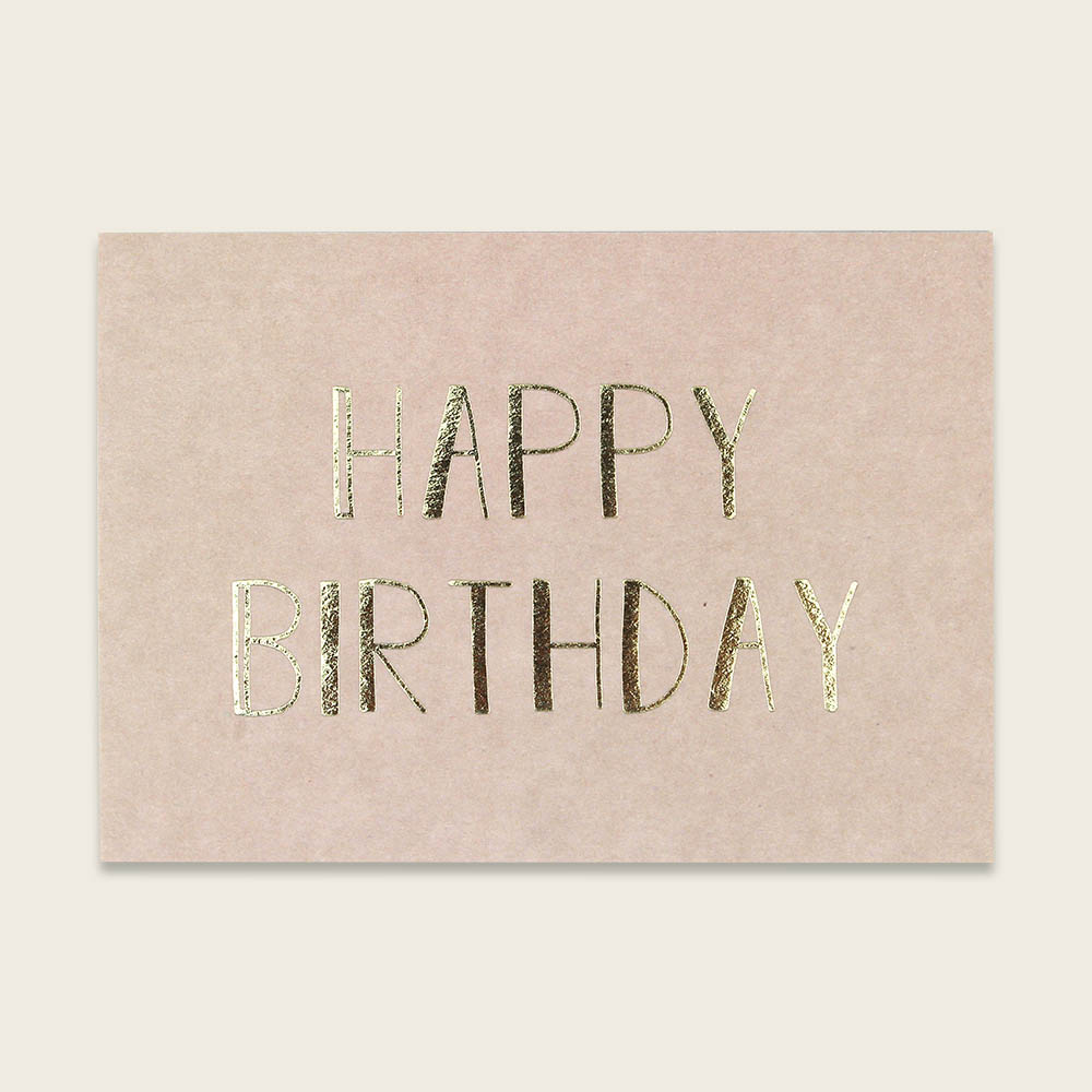Postkarte rose mit Goldeffekten – Happy Birthday von Ava & Yves