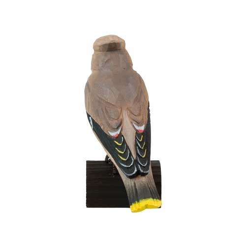 Vogel Seidenschwanz Lindenholz handgeschnitzt