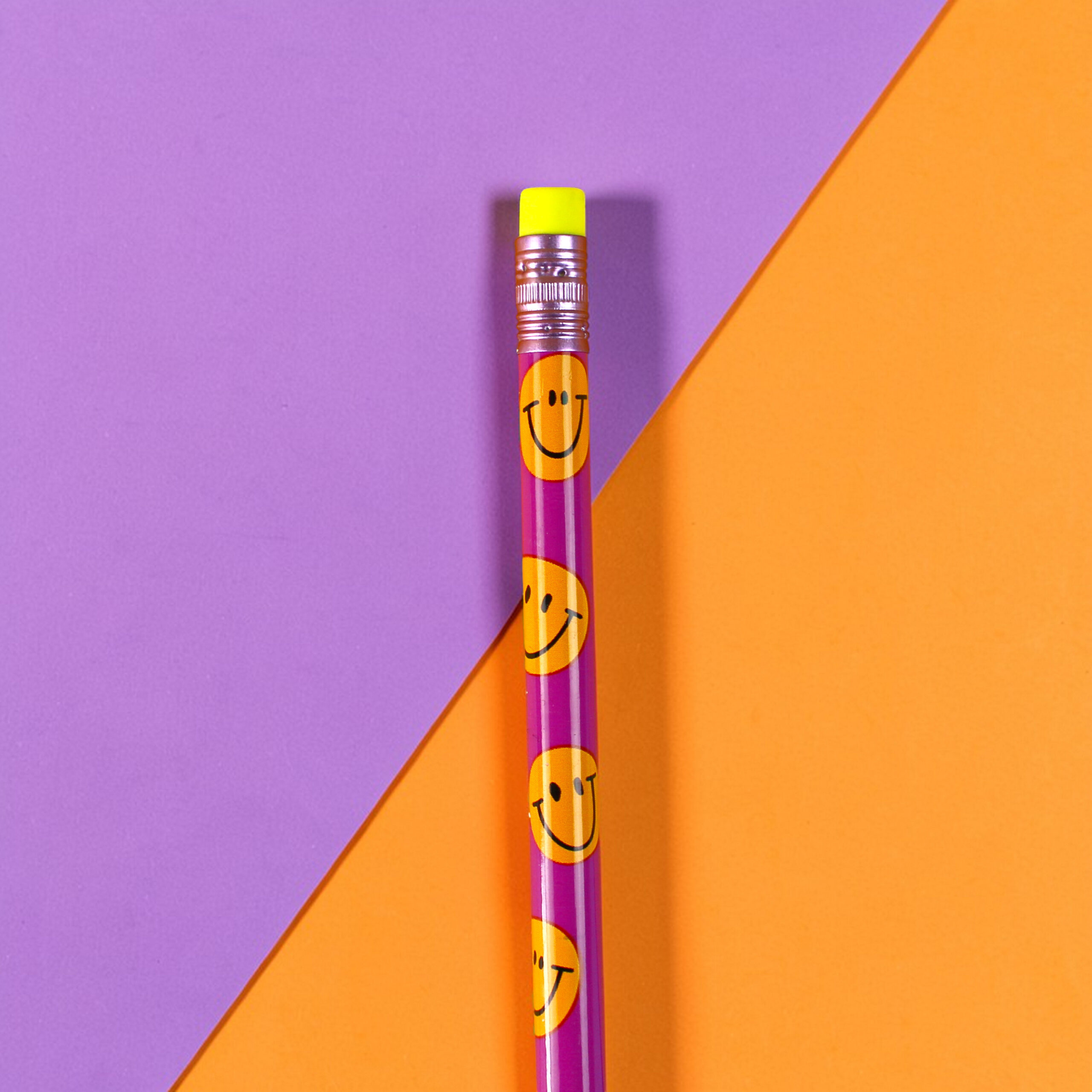 Bleistift Smile violett-orange, mit Aluminium-Hülle flieder, Radiergummi gelb, 18,7cm