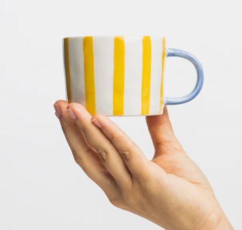 Tasse klein, Streifen gelb, 150 ml, Keramik  