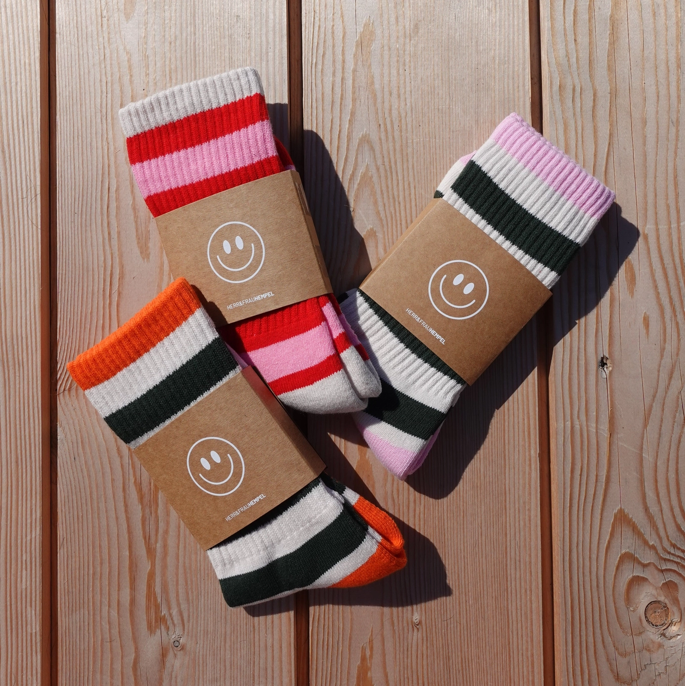 SOCKEN - Streifen rosa - rot, Größe 35-39
