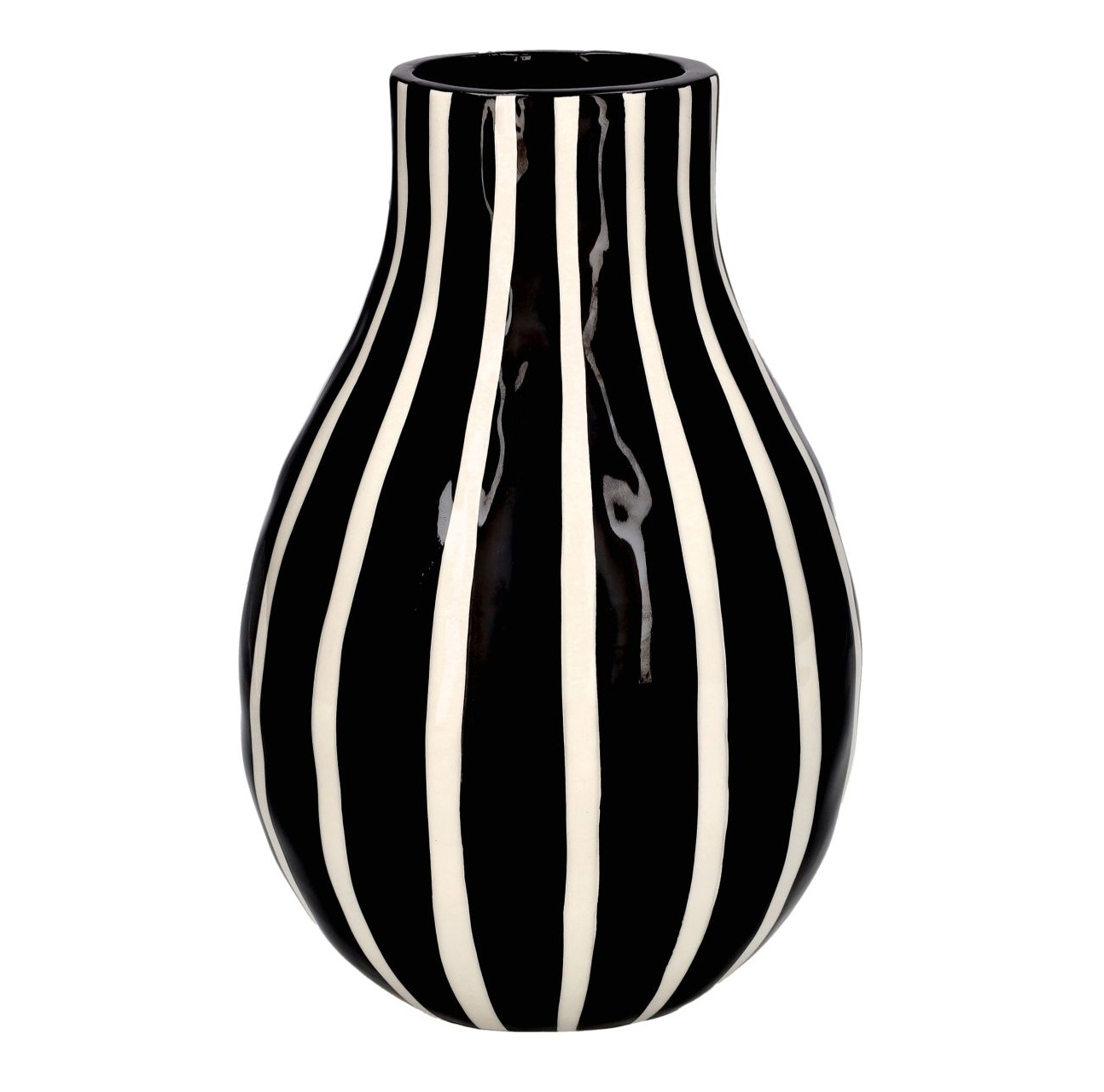 Artisan, Vase Streifen, Höhe ca.24 cm, schwarz-weiß Streifen  
