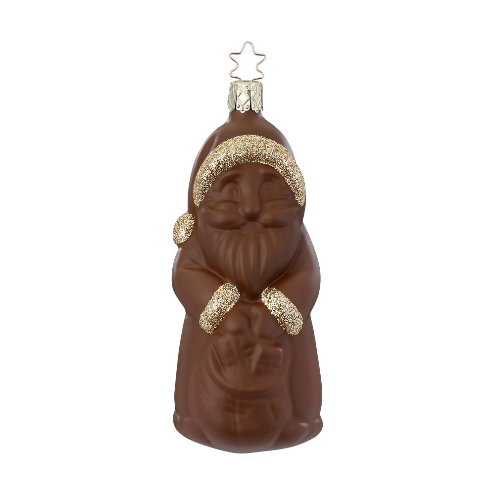 Inge Glas Schokoweihnachtsmann, Christbaumkugel, ca.13 cm, Glas