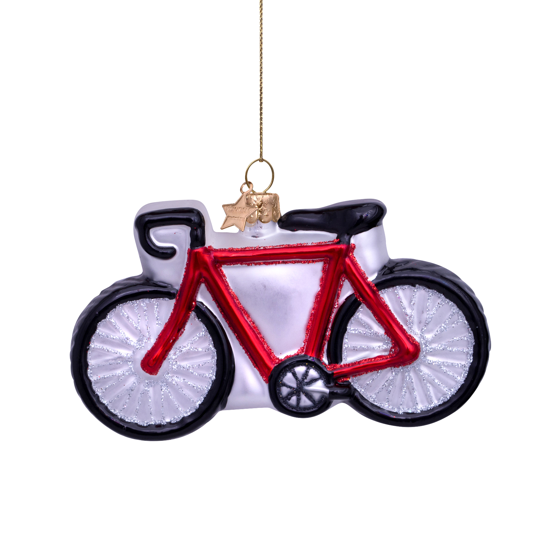 Weihnachtskugel  Fahrrad, Rennrad, rot, ca. 7 cm von Vondels  