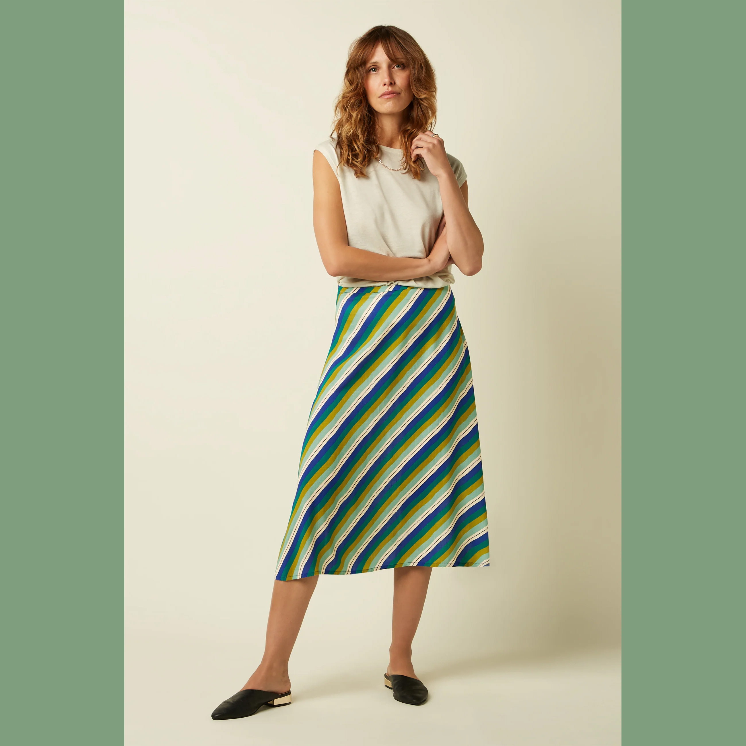 King Louie Juno Midi Skirt Cliff, Farbe Mazarine - Cliff, mittellanger Rock