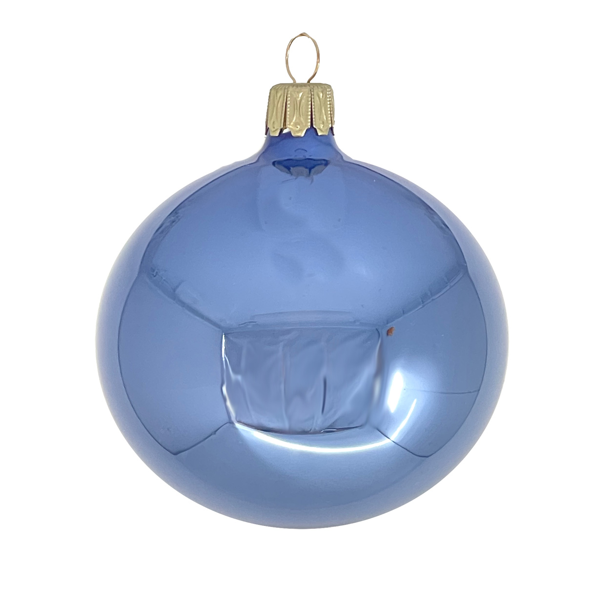 Christbaumkugel azurblau opal, D. 8cm , Weihnachtskugel von der Oberfränkischen Glasmanufaktur