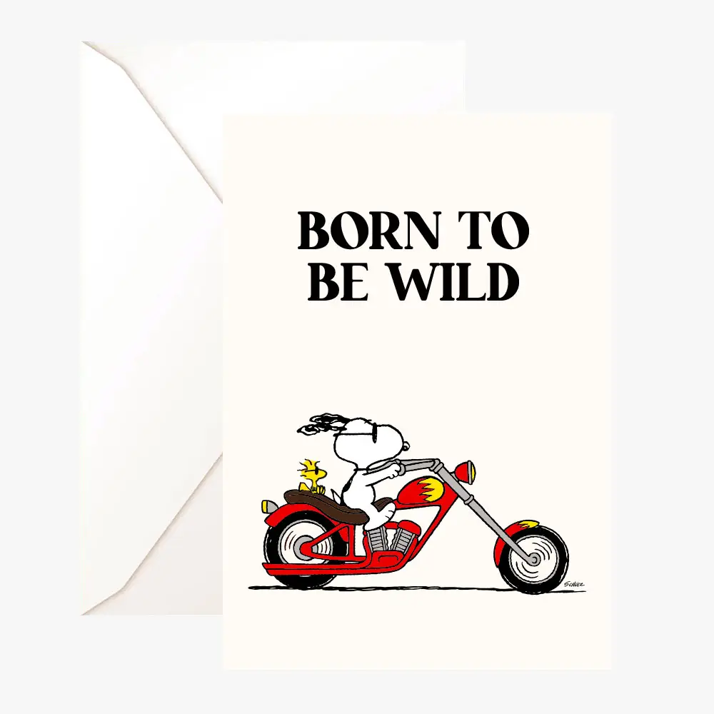 The Peanuts Doppelkarte Snoopy "BORN TO BE WILD" + Umschlag + Aufkleber von The Peanuts  