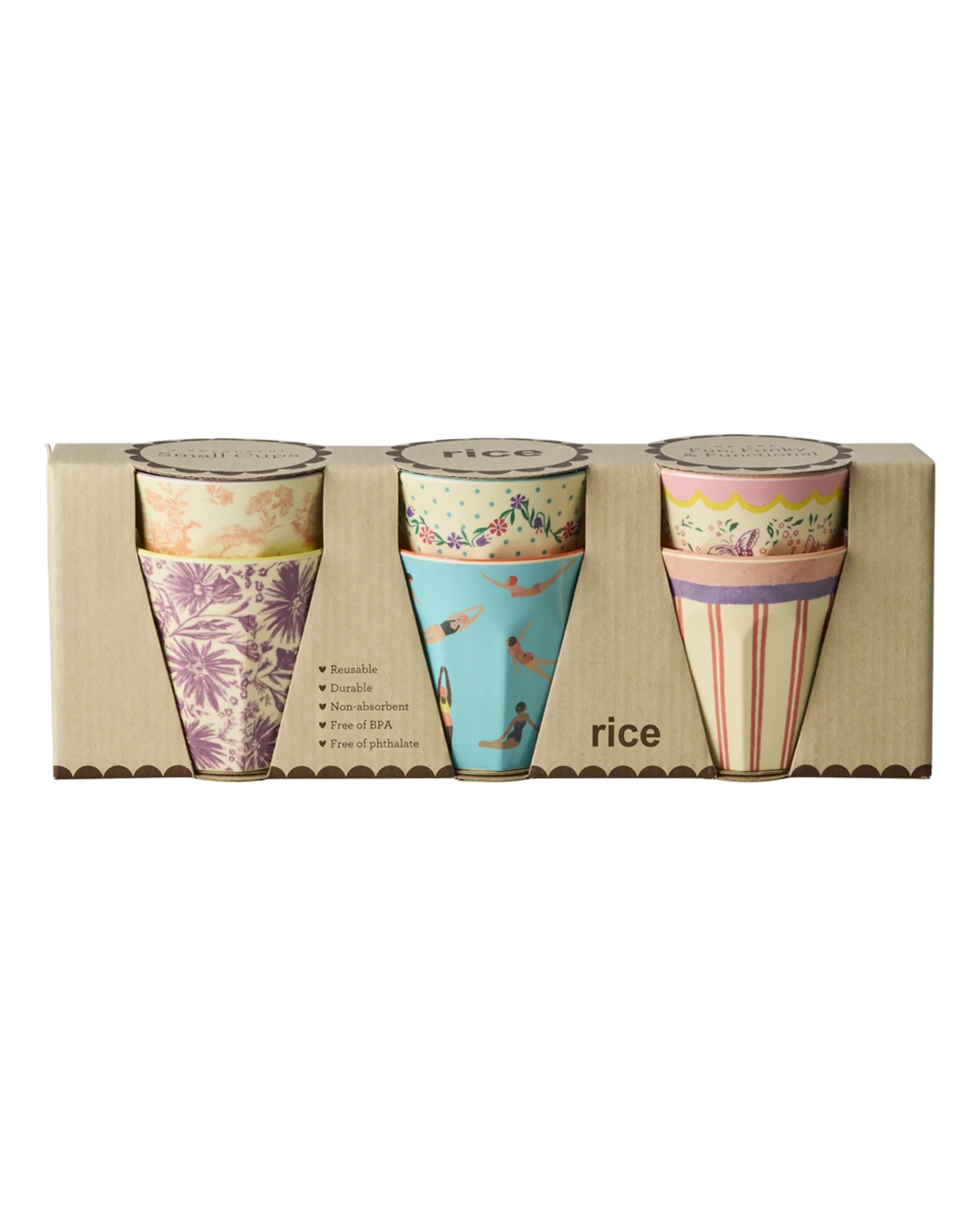 Rice Melamin Becher klein 6er Set- Gloriously Gifted Prints, 160 ml