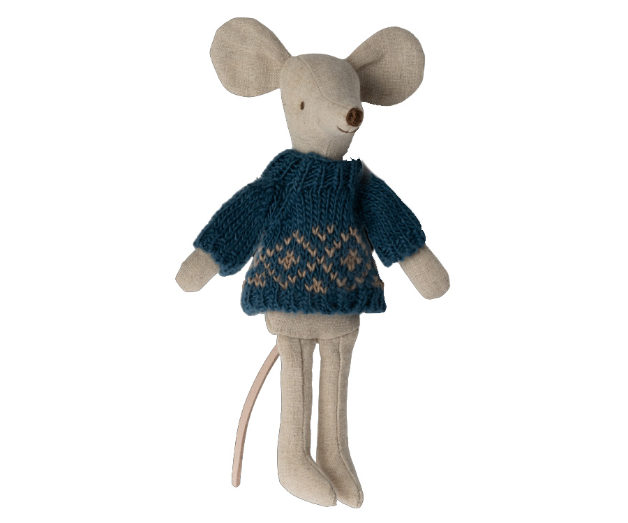Maileg Strickpullover blau für Papa Maus, Knitted sweater, Dad mouse