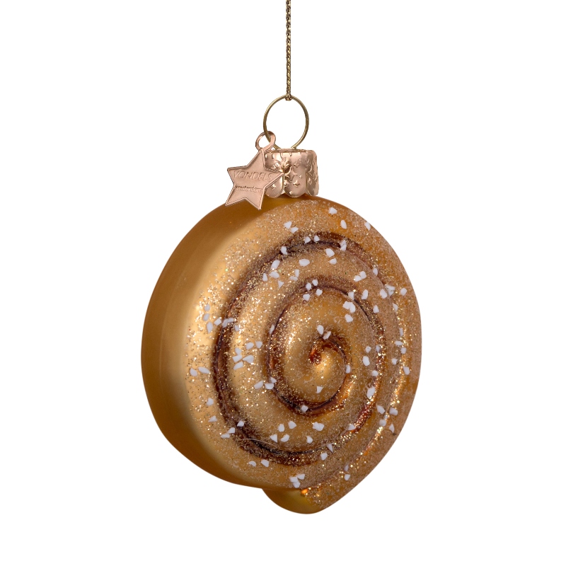 Weihnachtsanhänger Zimtschnecke, Braun, Glas,  D. ca. 8 cm, Weihnachtskugel von Vondels