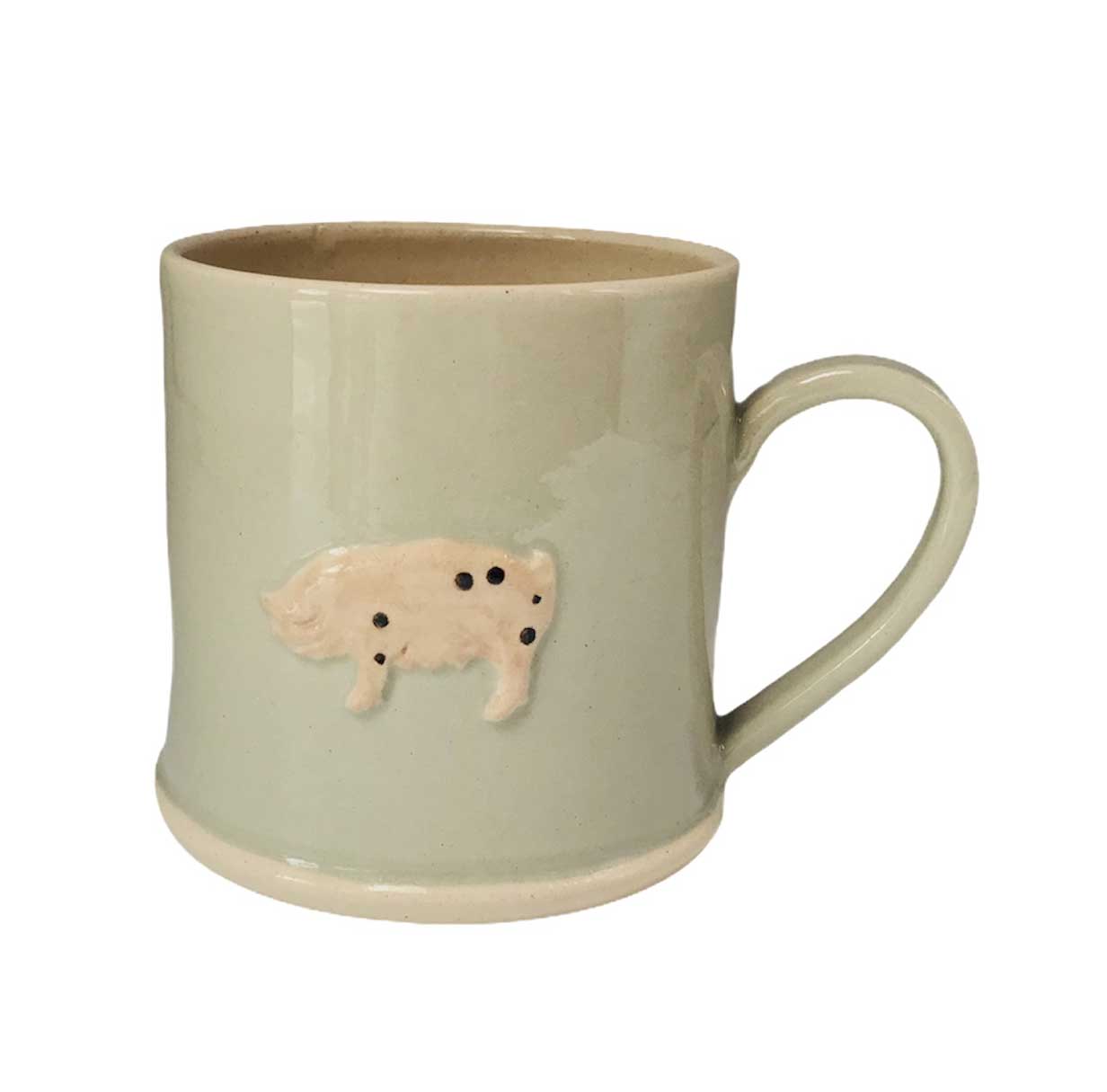 Jane Hogben Becher " Schwein" Farbe: Eau de Nil von der Hogben Pottery aus England 