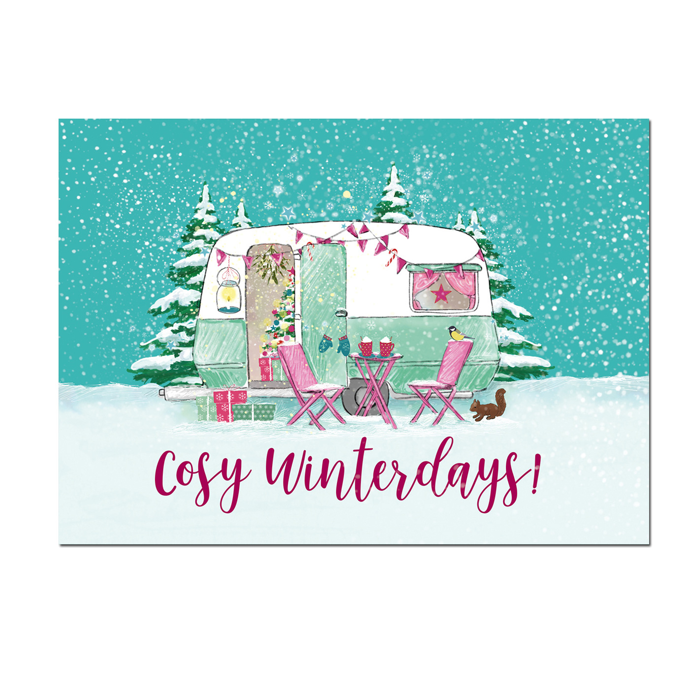 Postkarte Weihnachten"Cosy Winterdays"Wohnwagen, Postkarte von m-illu Postkarte Weihnachten"Cosy Winterdays"Wohnwagen, Postkarte von m-illu