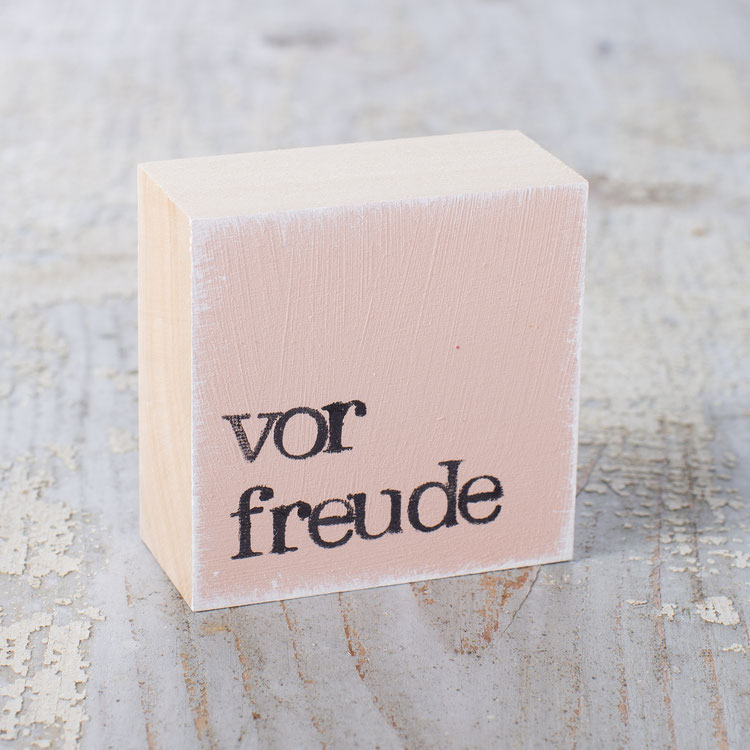 Textplatte "vorfreude" weiß von iopla , 6 x 6 cm