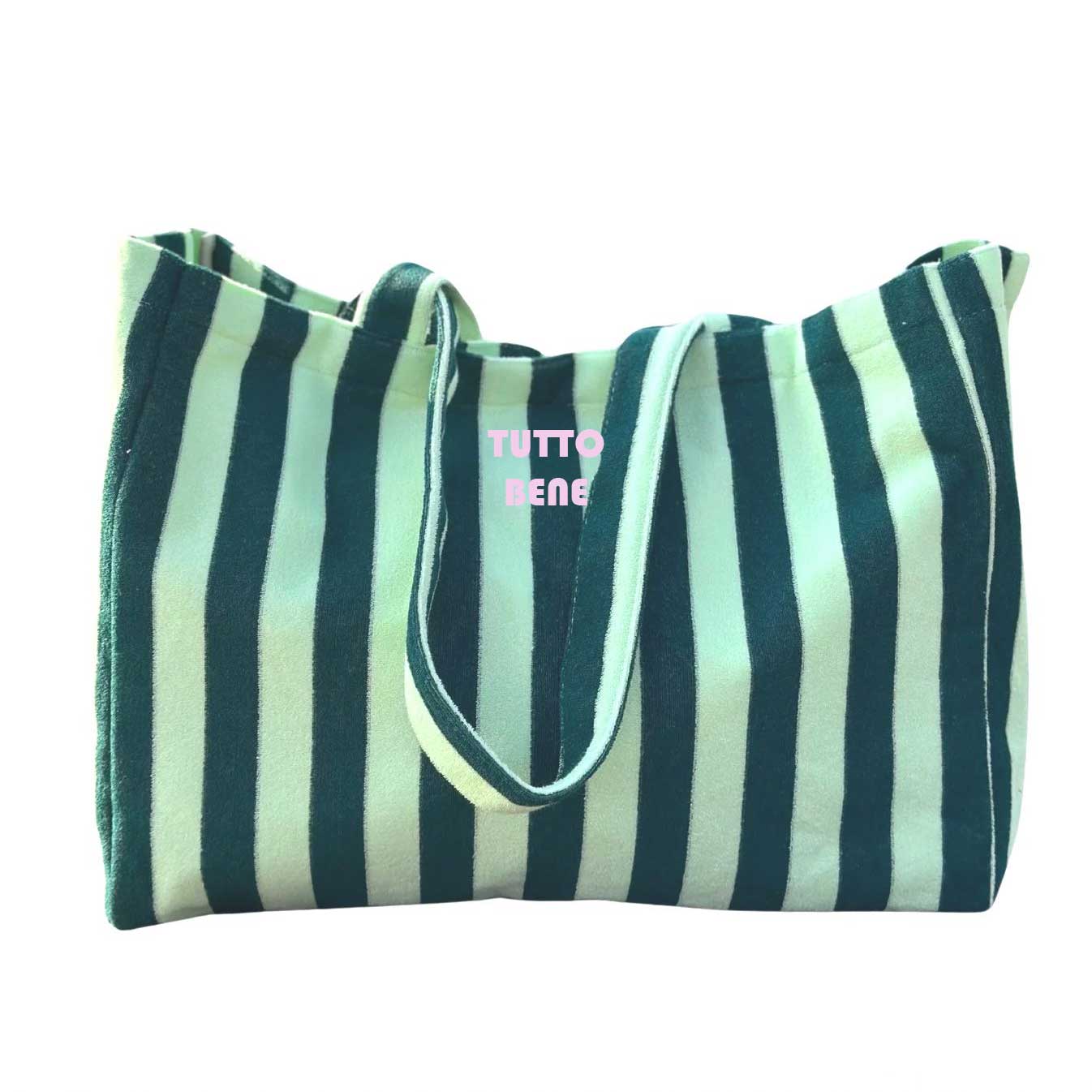 % Frottee Shopper Streifen Petrol/Mint, Badetasche  TUTO BENE