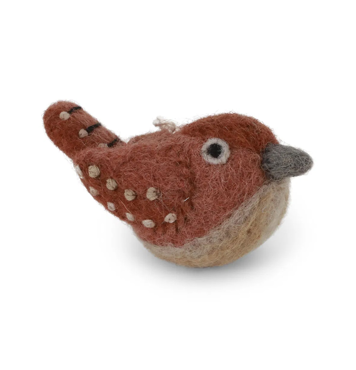 Gry & Sif Filz Vogel Zaunkönig braun, Bird - Wren Rusty Brown zum Hängen, ca. 8 cm