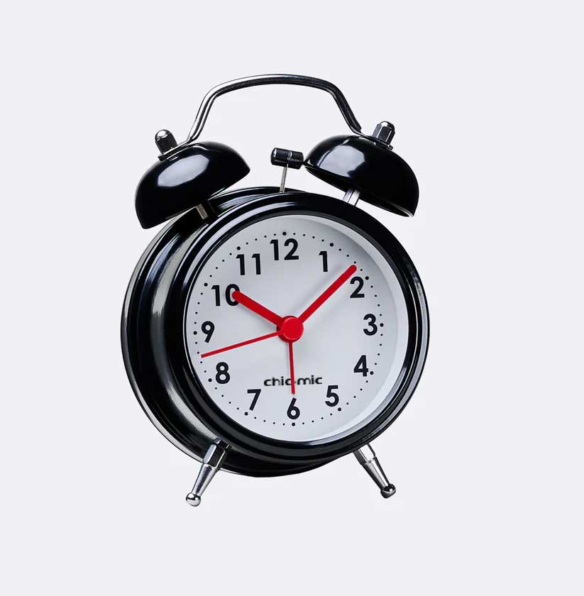 Wecker Retro, Schwarz, mit Licht & Glockenalarm, alarm clock timeless, Uhr