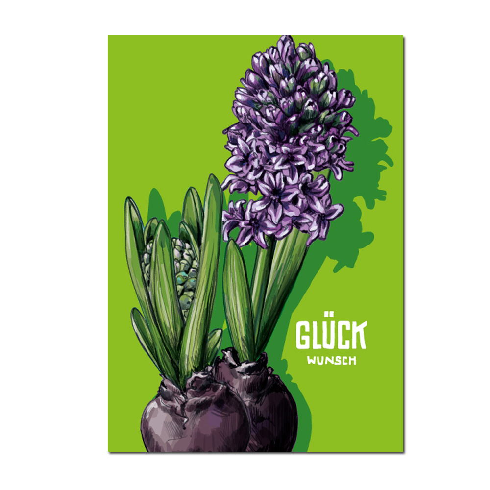 Postkarte - JACINTO LILA Glückwunsch , Hyacinthe von illi 