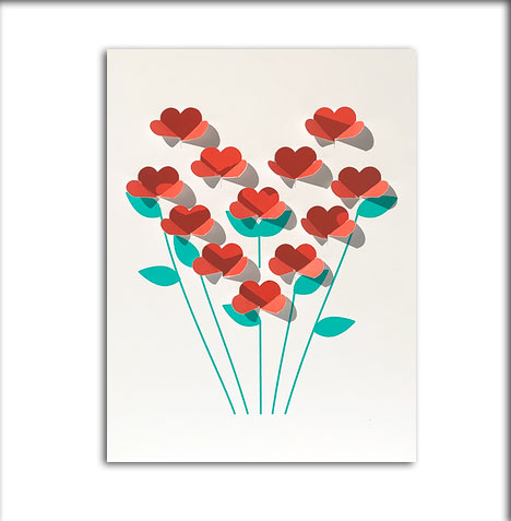 Klappkarte "Rote Rosen" mit Umschlag, ausgestanzt  