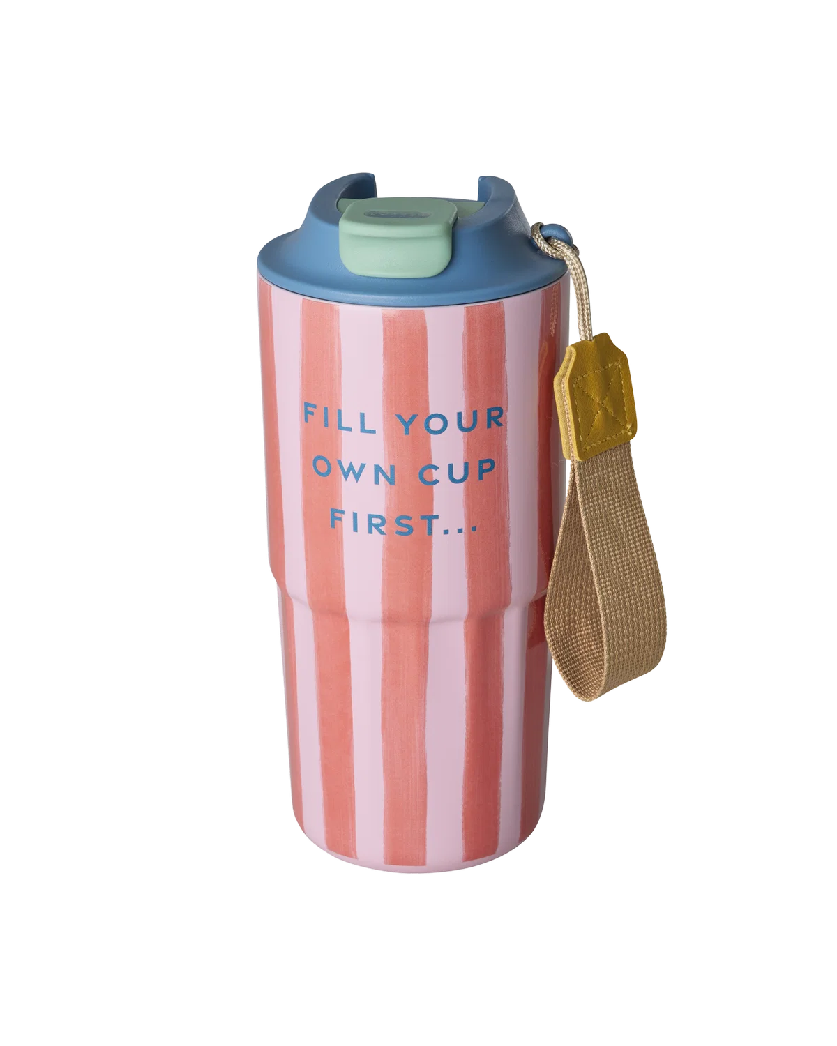 Rice Thermosbecher - Pink - Organic Stripes Print, Rostfreier Stahl , 580 ml