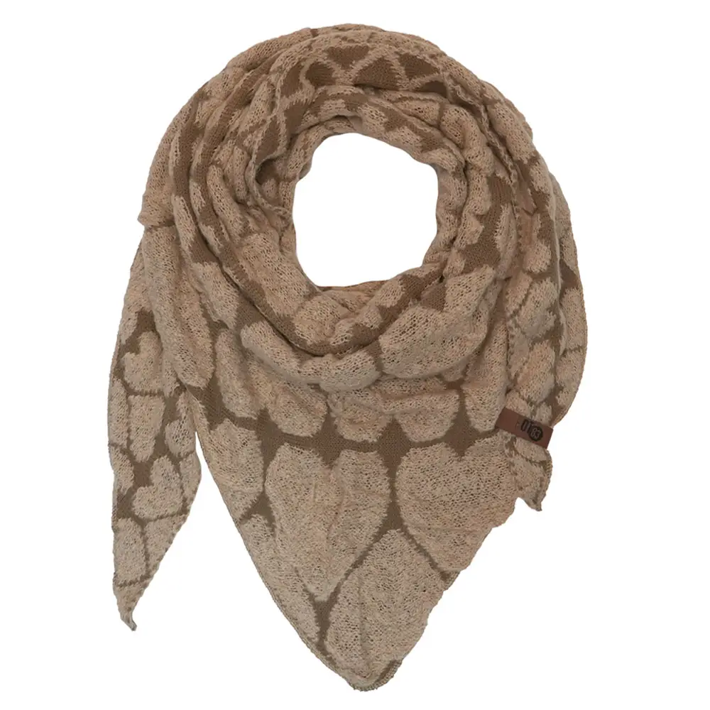 LOT83 Schal Xena 03 mit Herzmotiv , Braun