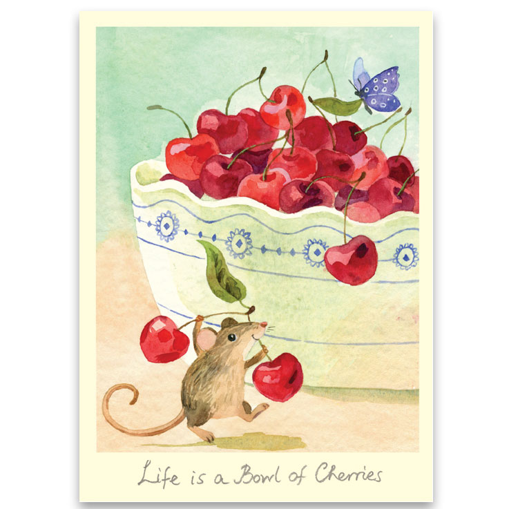 Two Bad Mice Doppelkarte "Life is a Bowl of Cherries" von Two Bad Mice aus England von Anna Shuttlewood