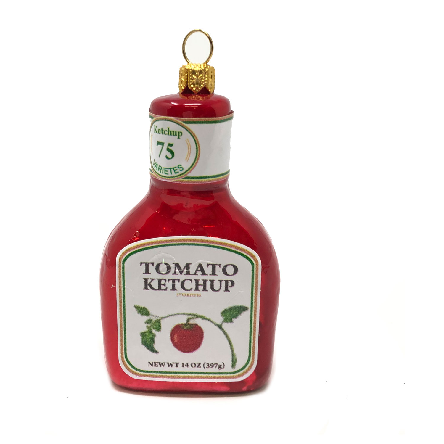 Christbaumkugel Tomaten Ketchup, ca. 8 cm, Glas