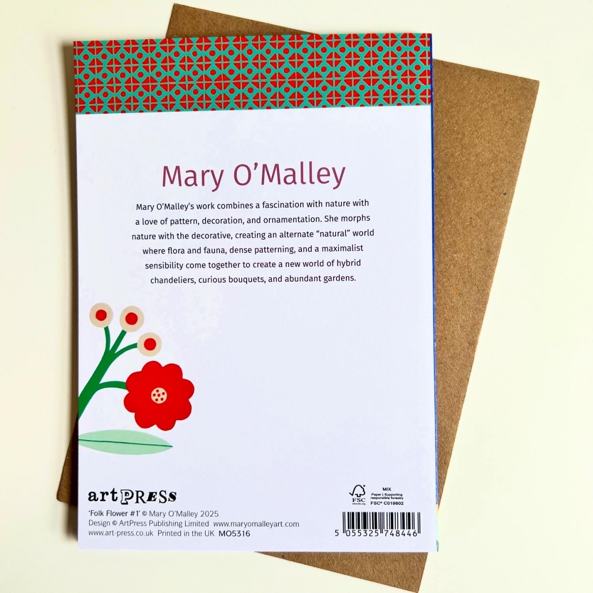 Mary O'Malley Doppelkarte " Folk Flower #1"