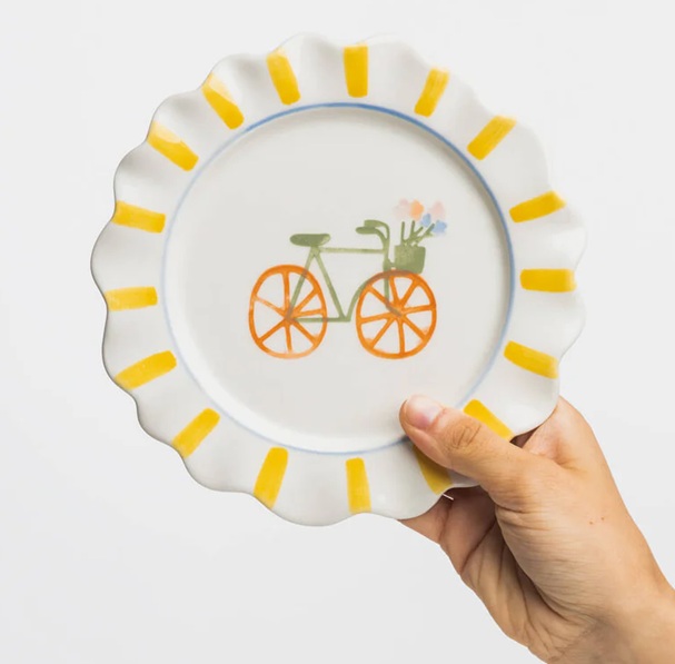 Teller VELOBLOOM, Fahrrad,  D. 18 cm, Keramik  