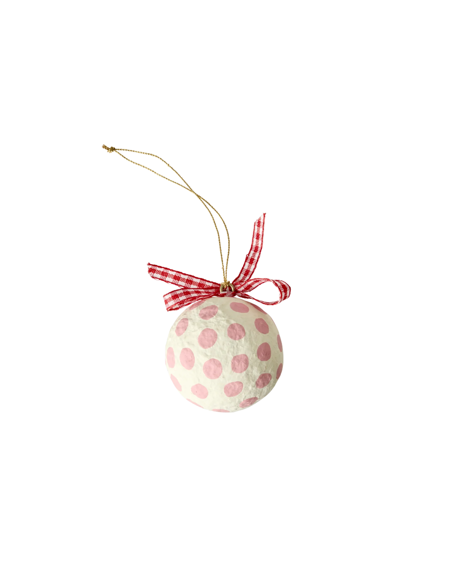 Rice XMAS Weihnachtskugel rosa Dots, Pappmaché, D. ca. 5 cm