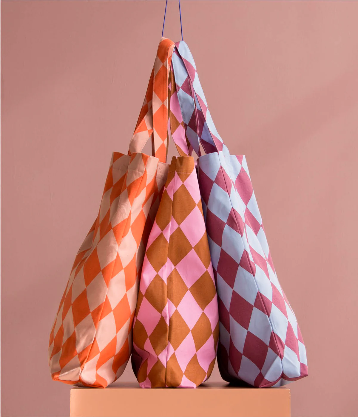 Baumwolltasche WAVY, ca. 40 x 10 x 45 + 3 cm, Stofftasche wavy light fuchsia + rust