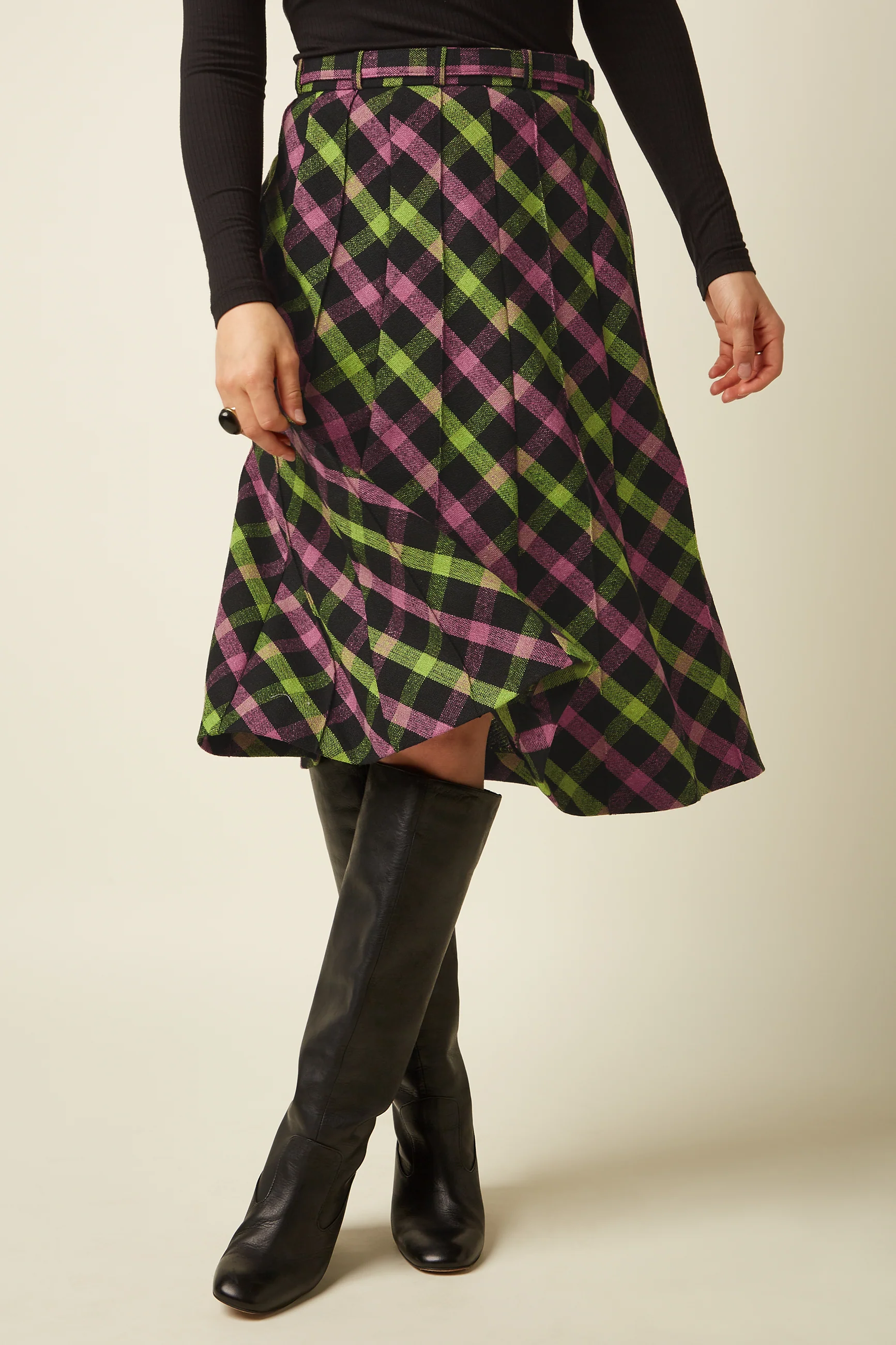 King Louie Harper Skirt Goia Check , Rock, Farbe Black - Goia Check