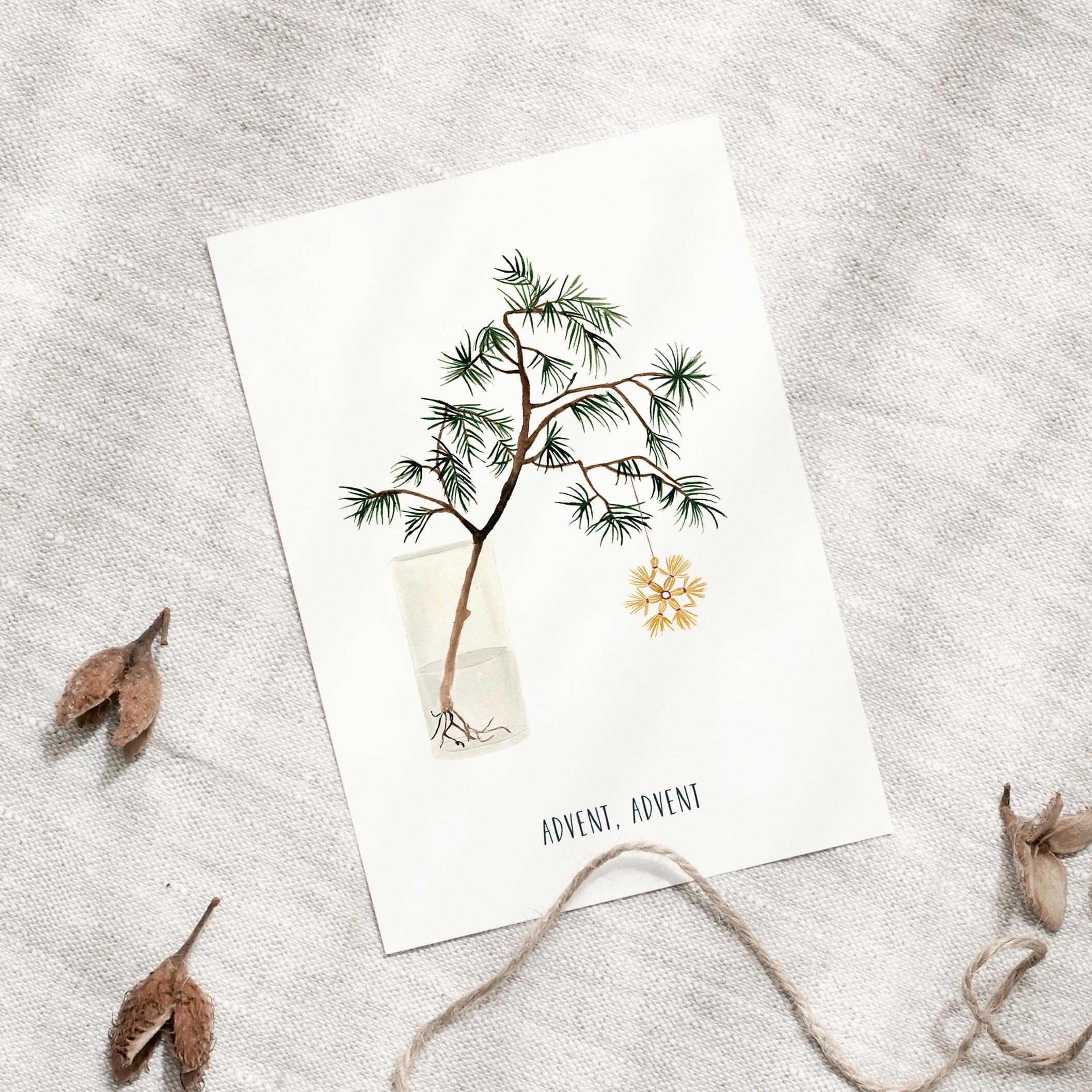 Leo la Douce Postkarte Adventszweig , Weihnachten