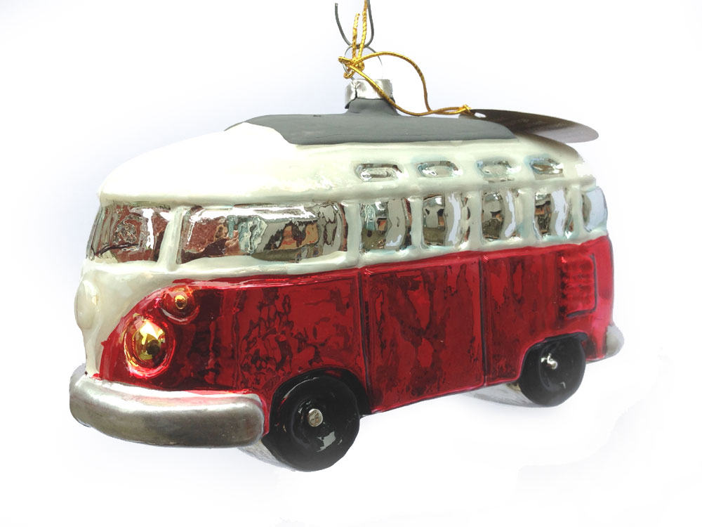 Baumschmuck VW Bus mit Geschenk Deko Bulli Ornament Weihnachten Weihnachtskugel 
