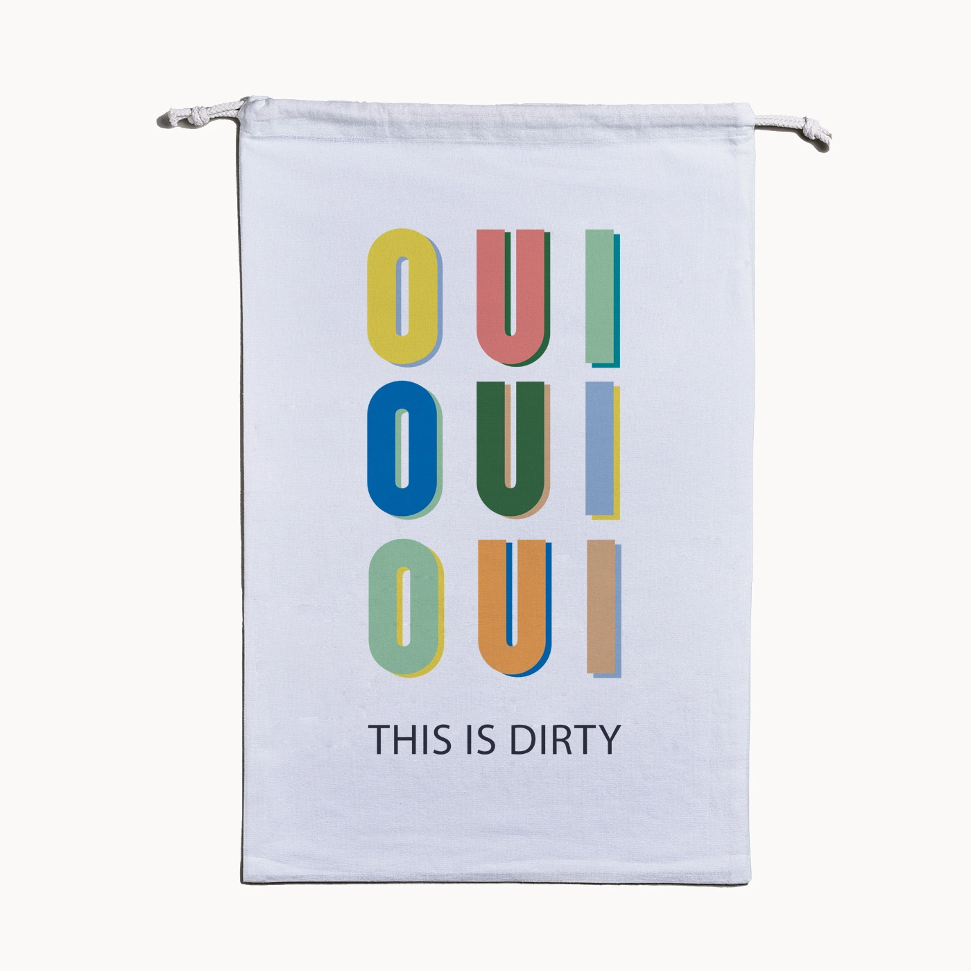 Organic Laundry Bag -  Oui Oui, Wäschebeutel " Oui Oui", 40 x 60 cm, Bio-Baumwolle
