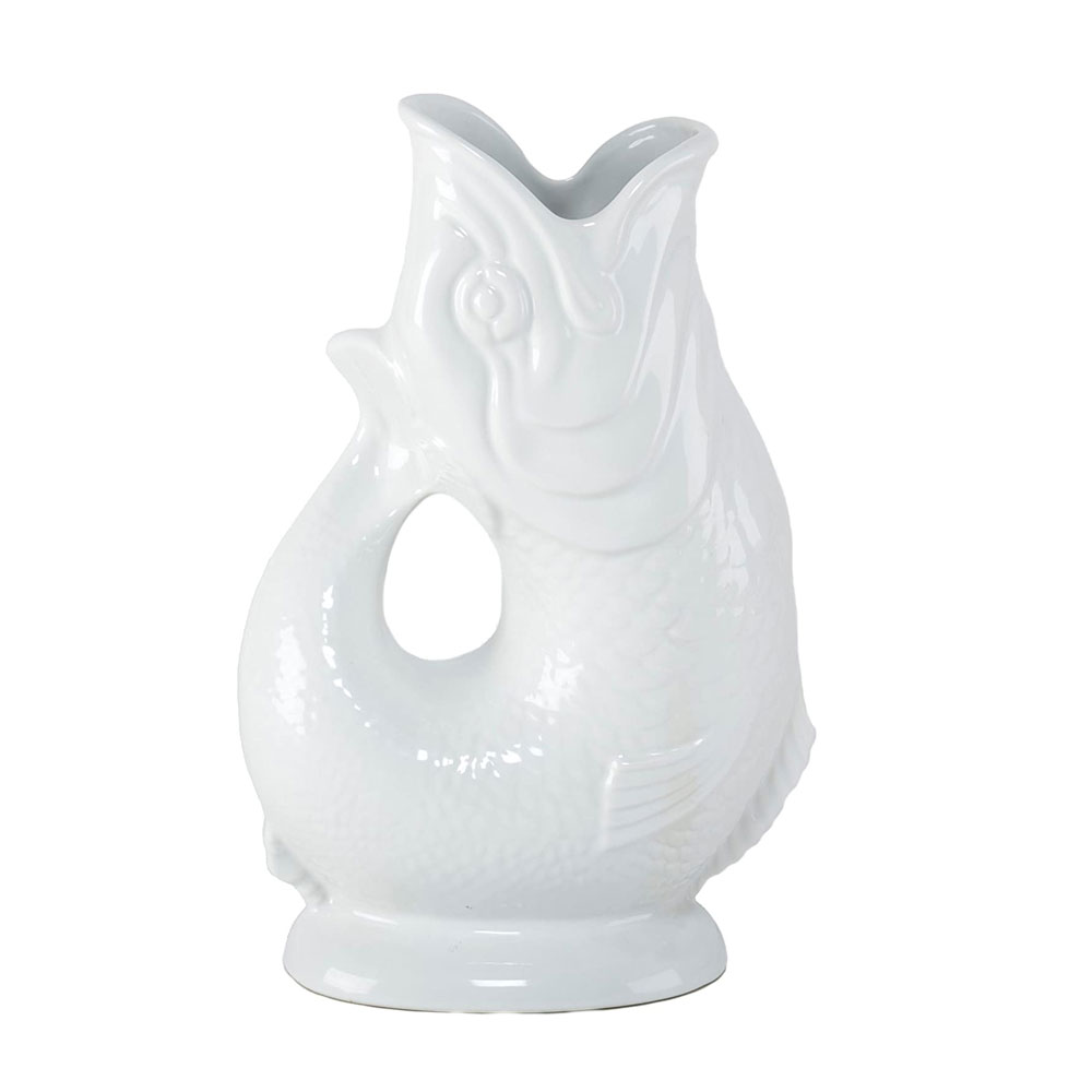 Gluckigluck  Fisch Karaffe/ Vase L weiß ca. 0,7 L, Höhe ca. 22 cm