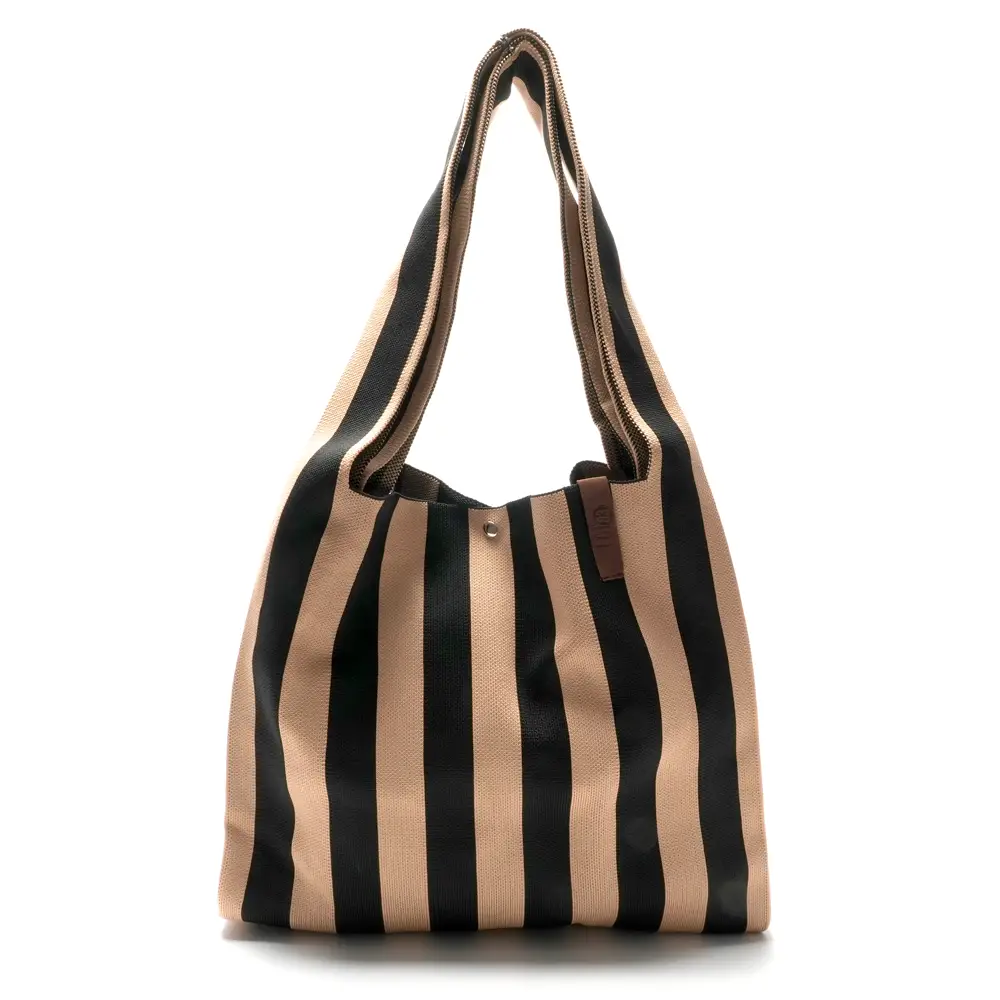 LOT83 Shopper Lois 24, Streifen Schwarz-Beige, ca.  45 x 35 cm
