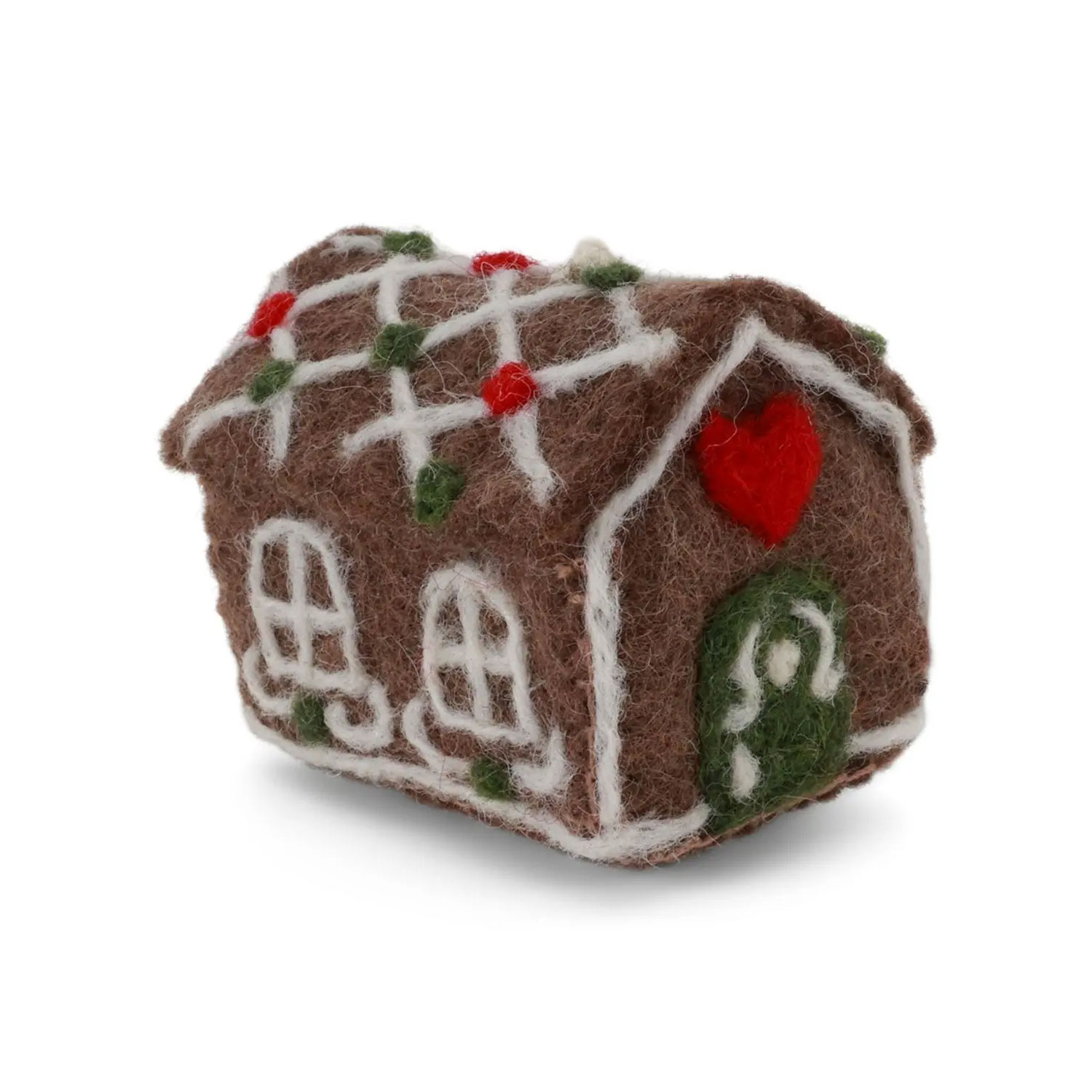 Gry & Sif Weihnachtsanhänger Gingerbread House aus Filz, Lebkuchenhaus, ca. 5,5 x 6,5 cm