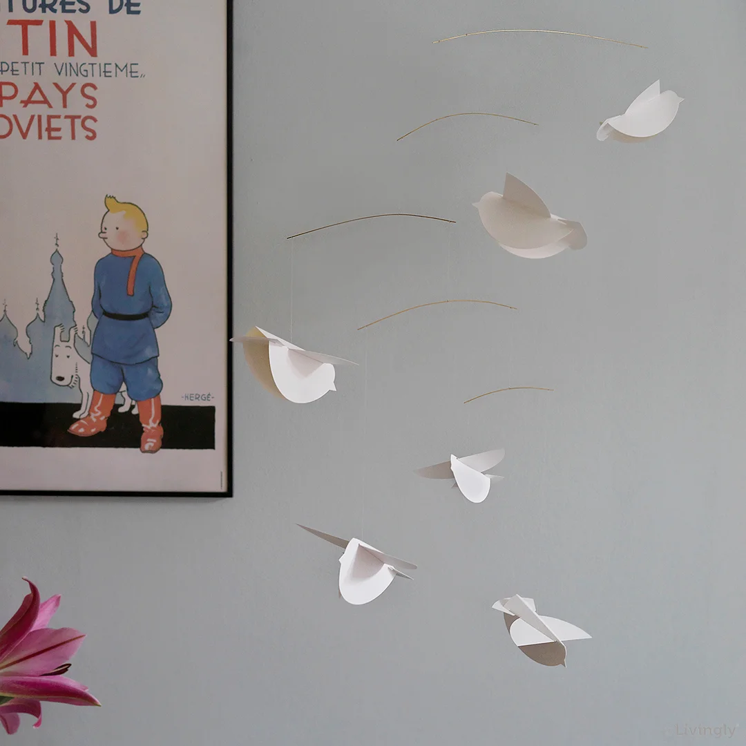 Livingly Mobile Bird Mobile, Weiß, Vögel von Livingly, ca.70x75 cm