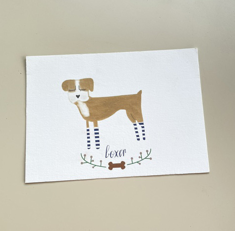 % Nelly Castro Postkarte Hund BOXER