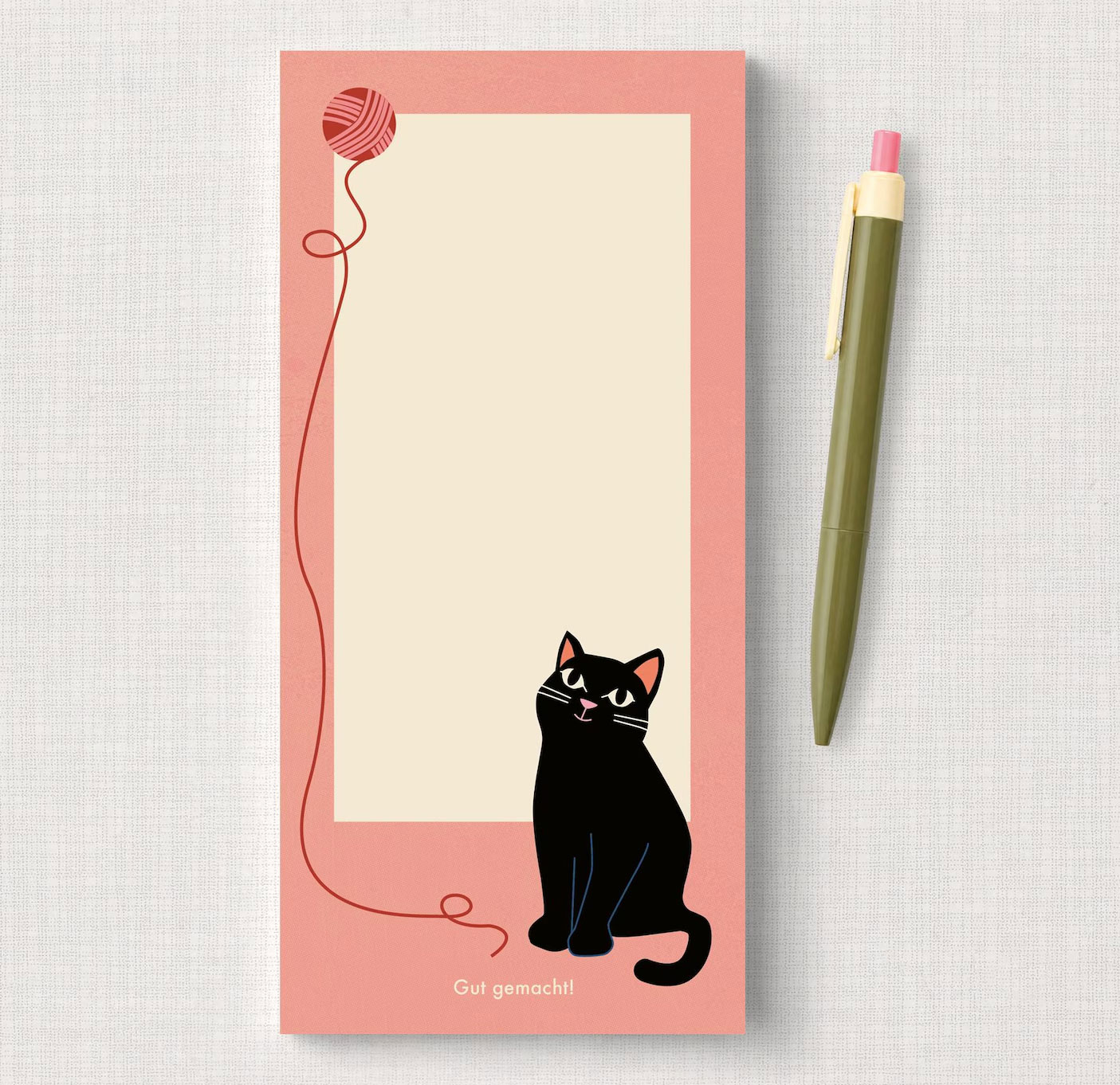Notizblock Katze „Gut gemacht!“ DIN lang | 50 Blatt Recyclingpapier von Monimari