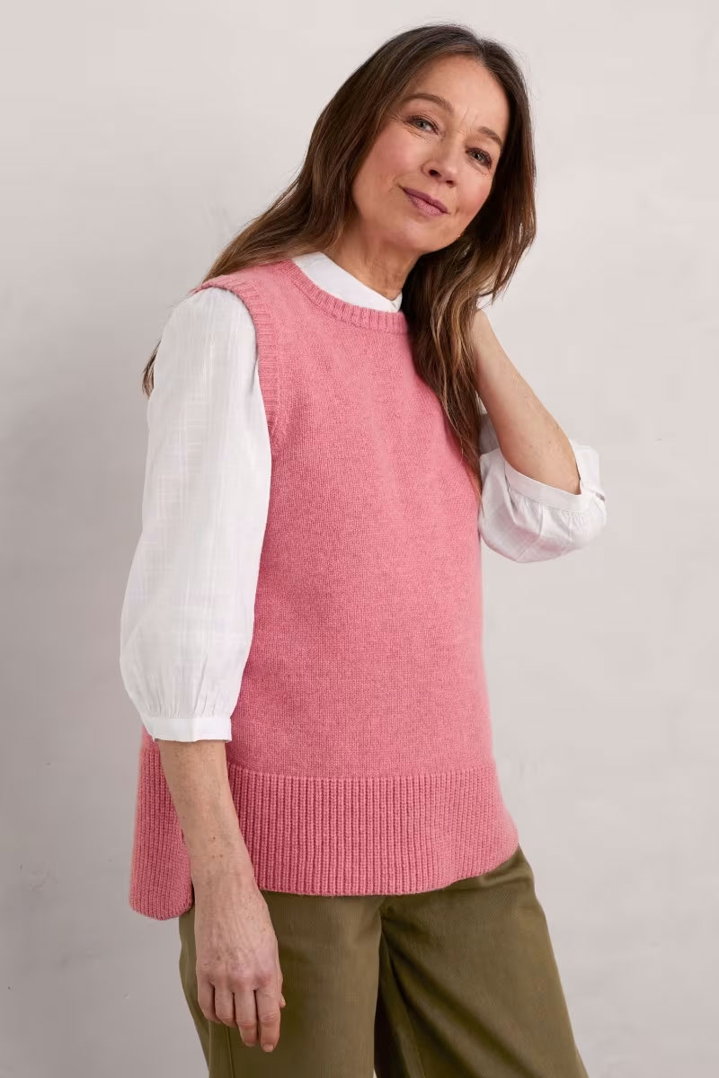 % SEASALT CORNWALL Pullunder Coupling Knitted Vest, Farbe: Wild Rose