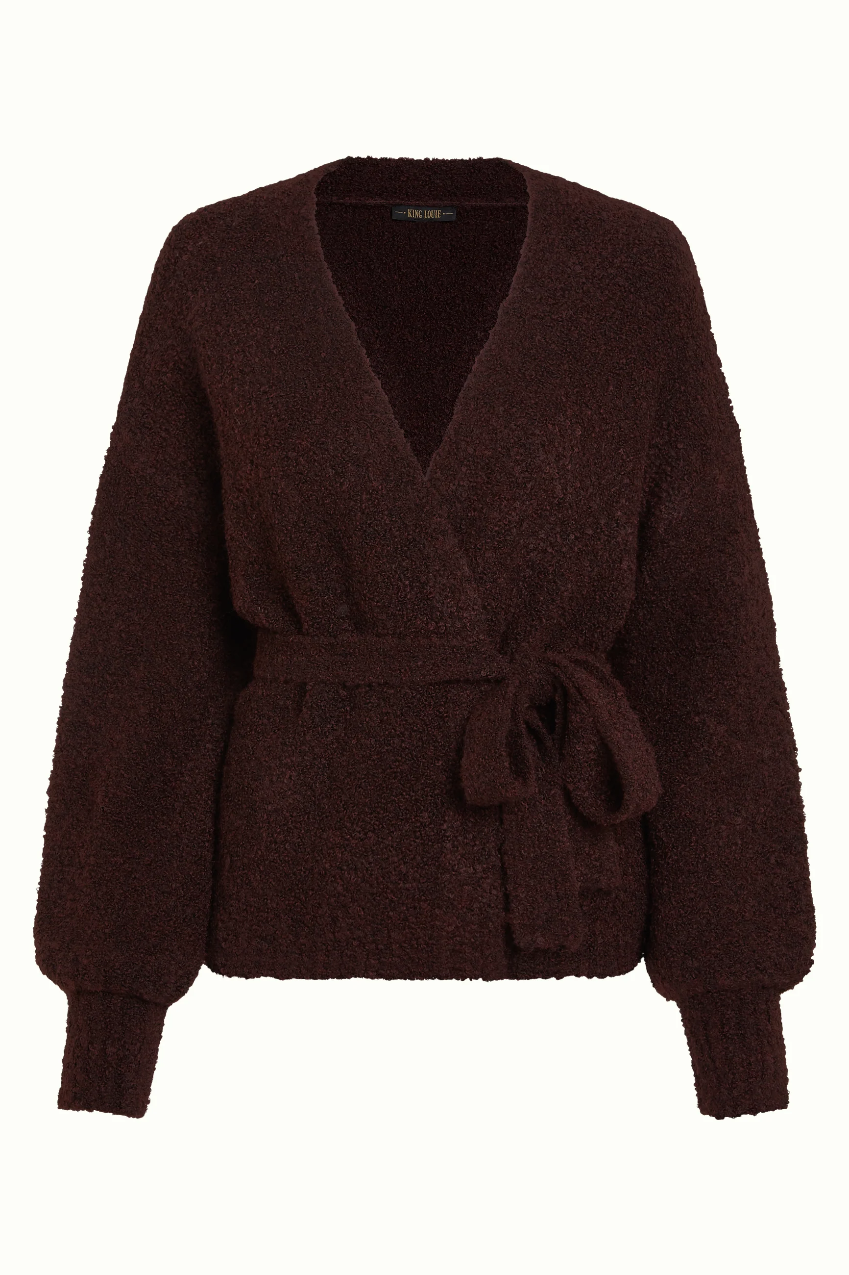 King Louie Cardi Loose Boucle Knit, Farbe Grape Red - Boucle Knit, Jacke, Cardigan