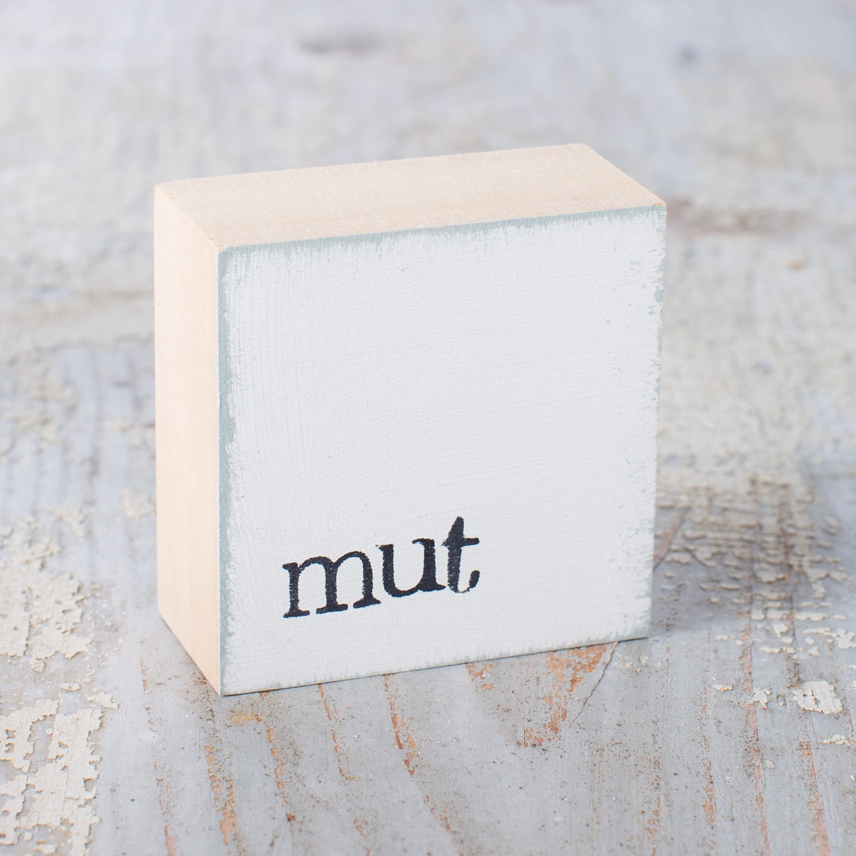 Textplatte "mut" weiß von iopla , 6 x 6 cm