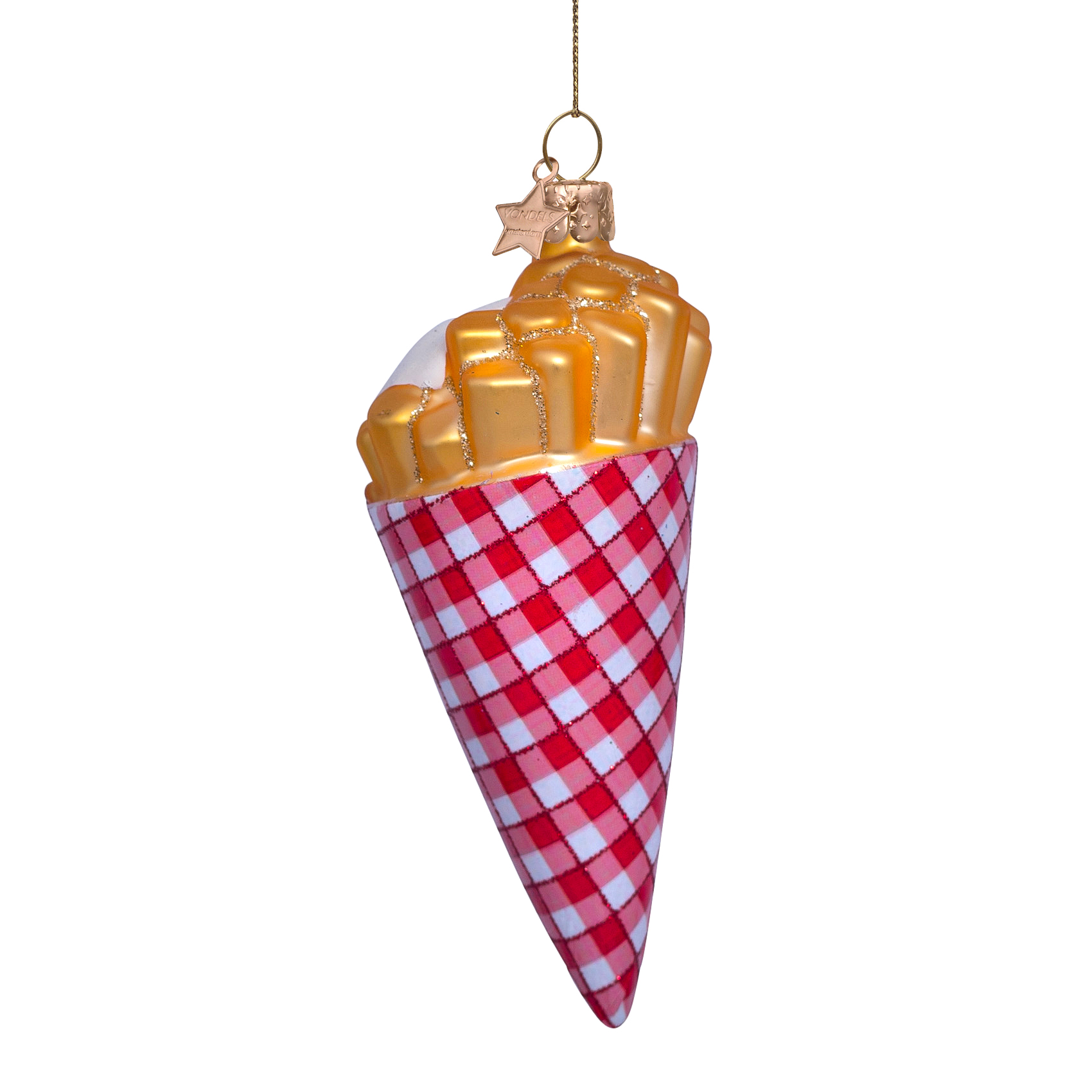 Weihnachtsanhänger Pommes mit Mayonnaise, Glas,  Höhe. ca. 11 cm 
