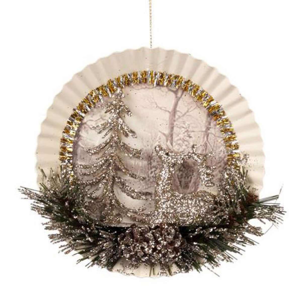 Nostalgie Anhänger Hirsch mit viel Glitzer, ca. 12 cm, von Catherine Collection / Goodwill