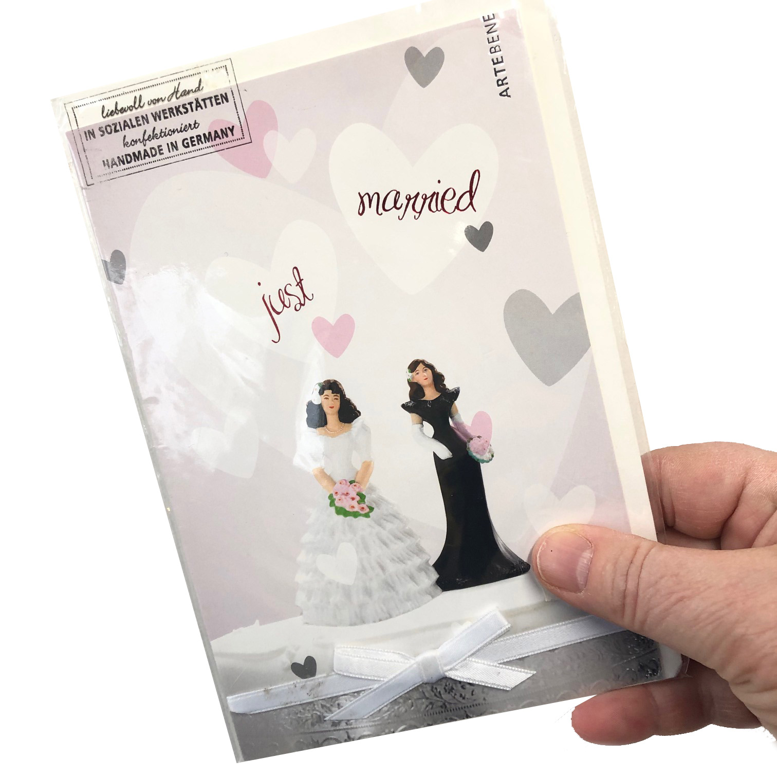 Doppelkarte " just married", Frauen, Hochzeit
